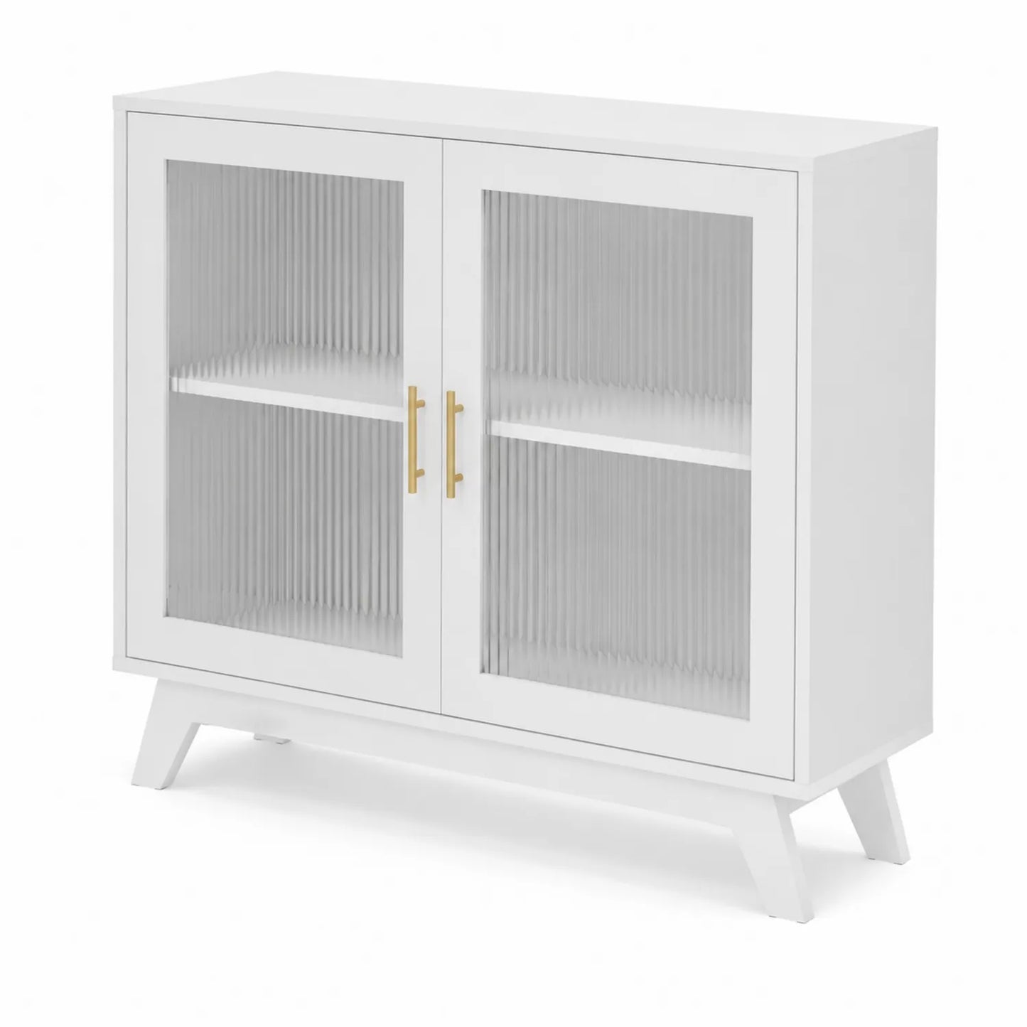Sideboard mit geriffelten Glastüren Weiß 100x40x80 cm