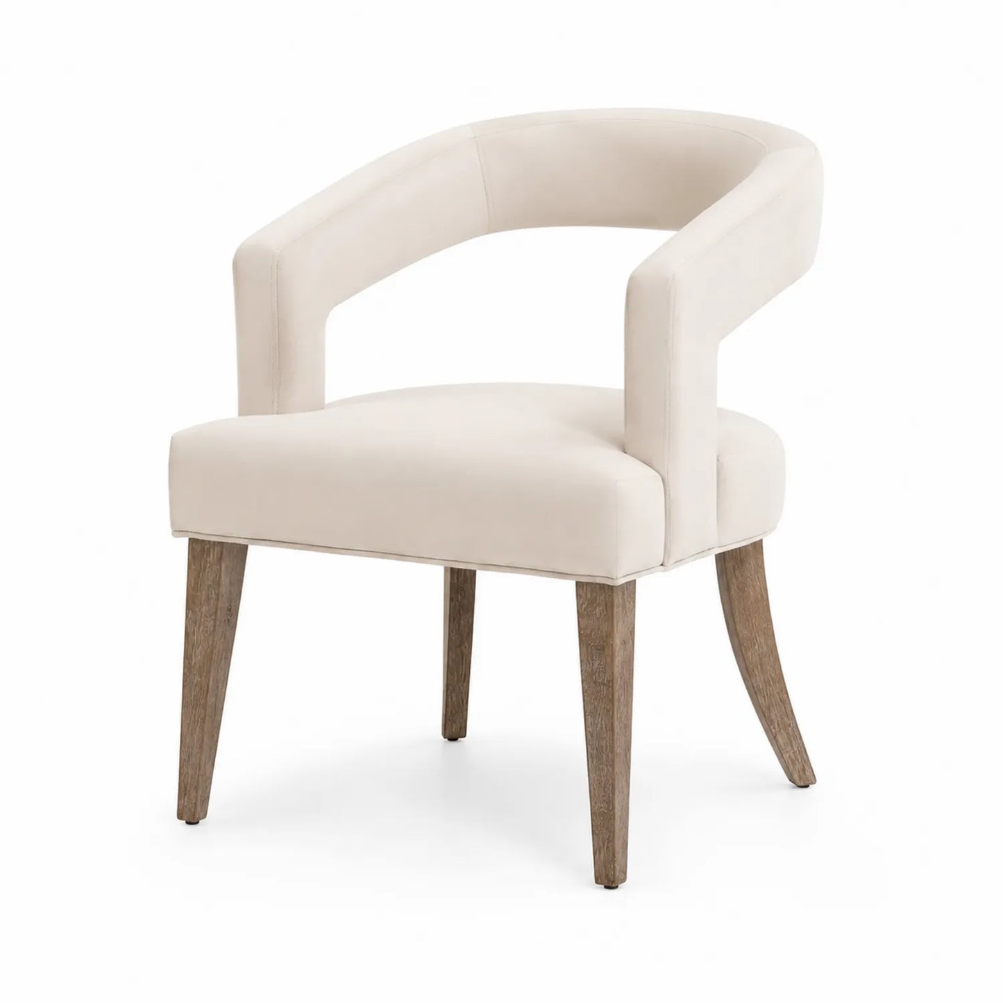 Stuhl mit Eichenholzbeinen und Polyesterstoff in Creme