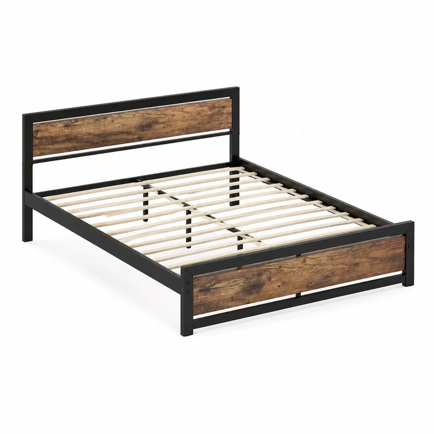 Metallbett mit Holzoptik-Kopfteil 200x160cm