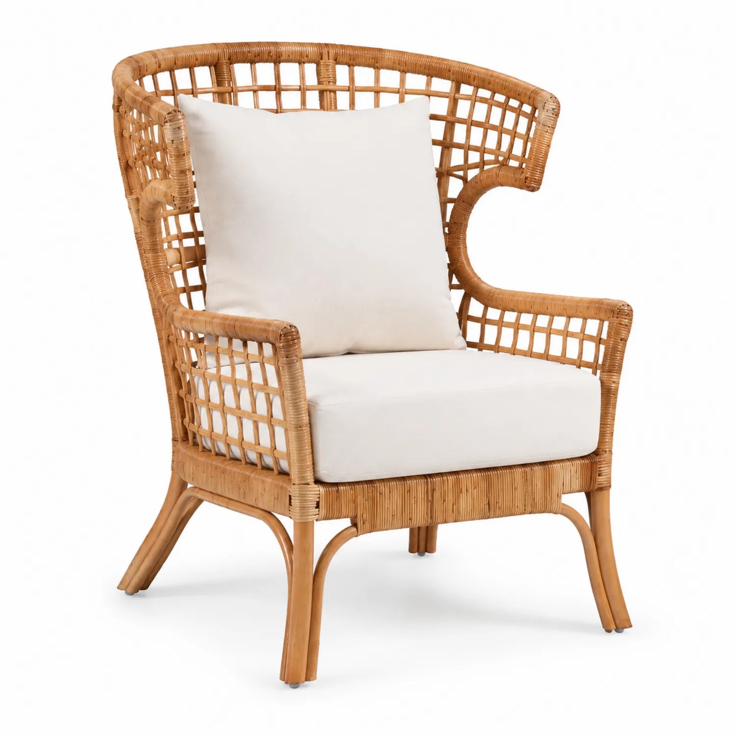 Rattansessel mit Polyesterkissen 80x70x100 cm Natur/Beige