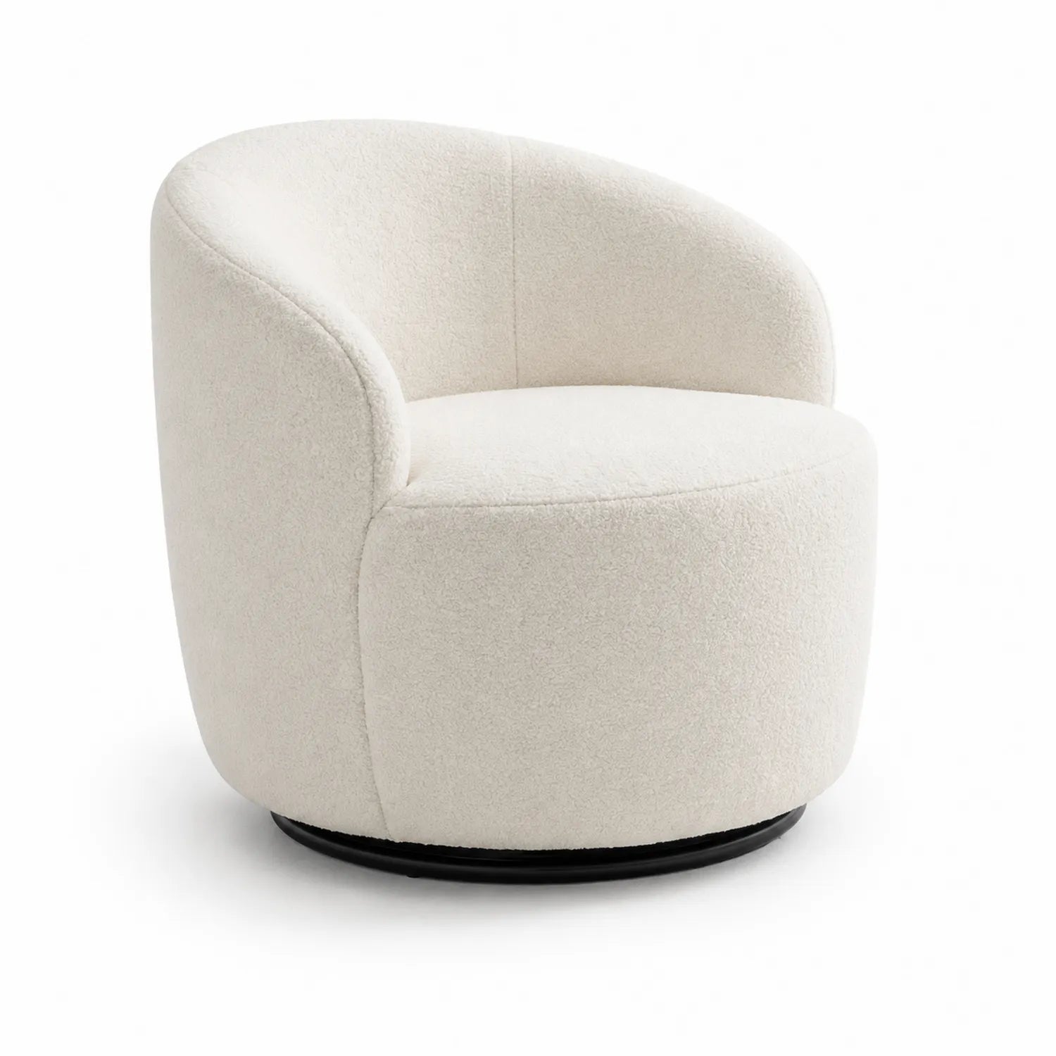 Beiger Drehbarer Sessel aus Bouclé