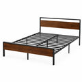 Bett aus Metall und MDF, Schwarz/Braun, 200x160 cm