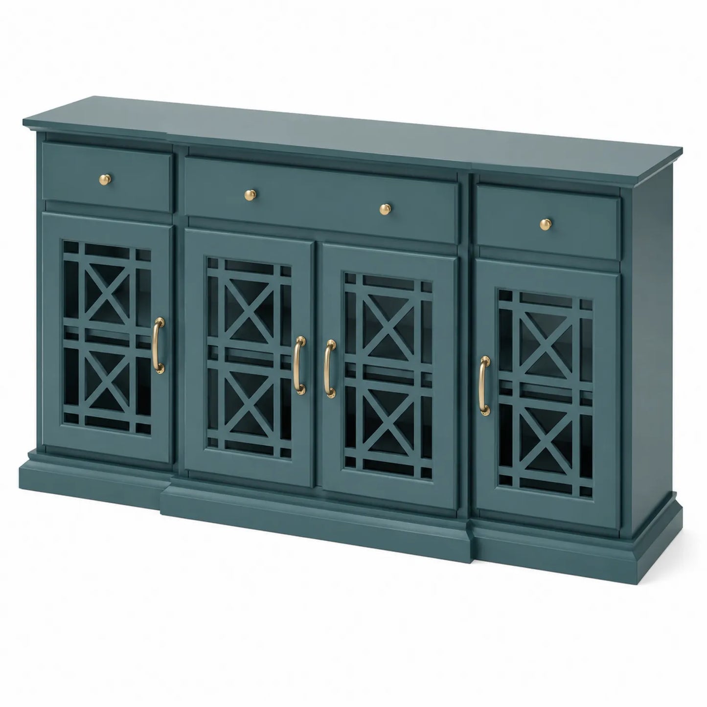 Holz Sideboard mit Metallgriffen, Grün, 120 cm