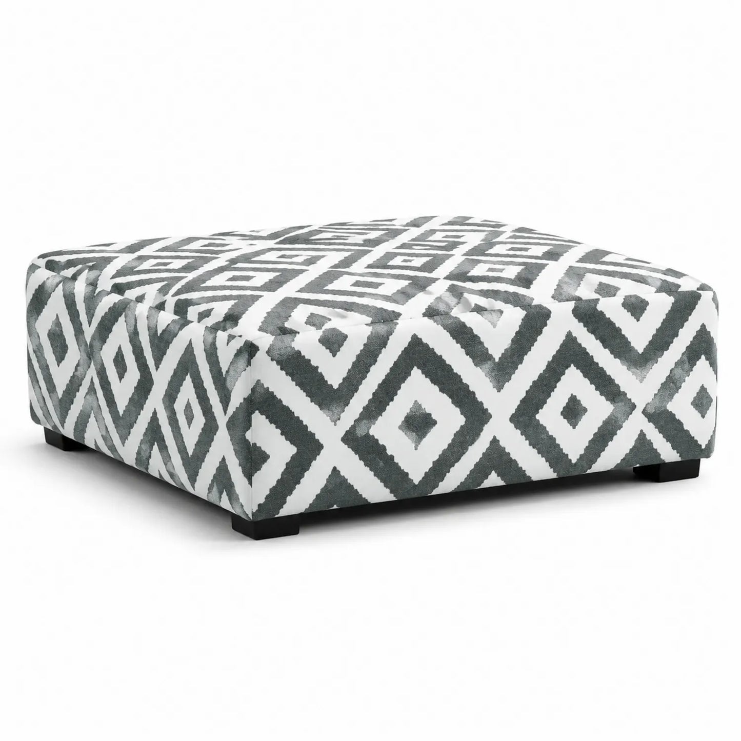 Hocker mit Baumwollbezug und Diamantmuster