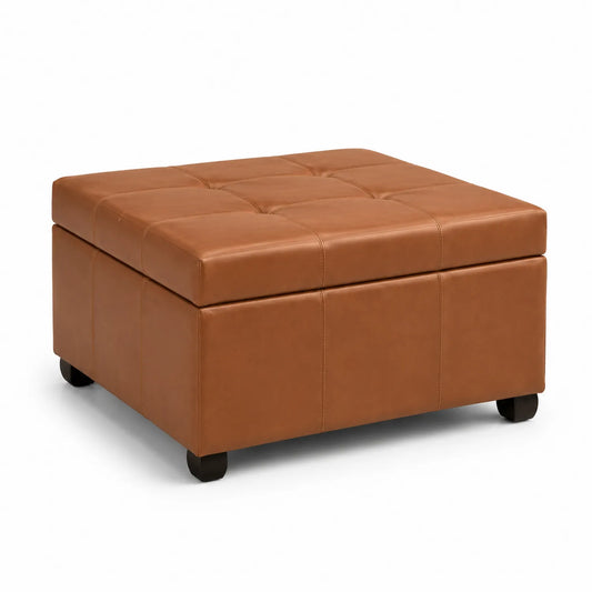 Kunstleder Ottoman mit Stauraum 80x60x45cm, Braun
