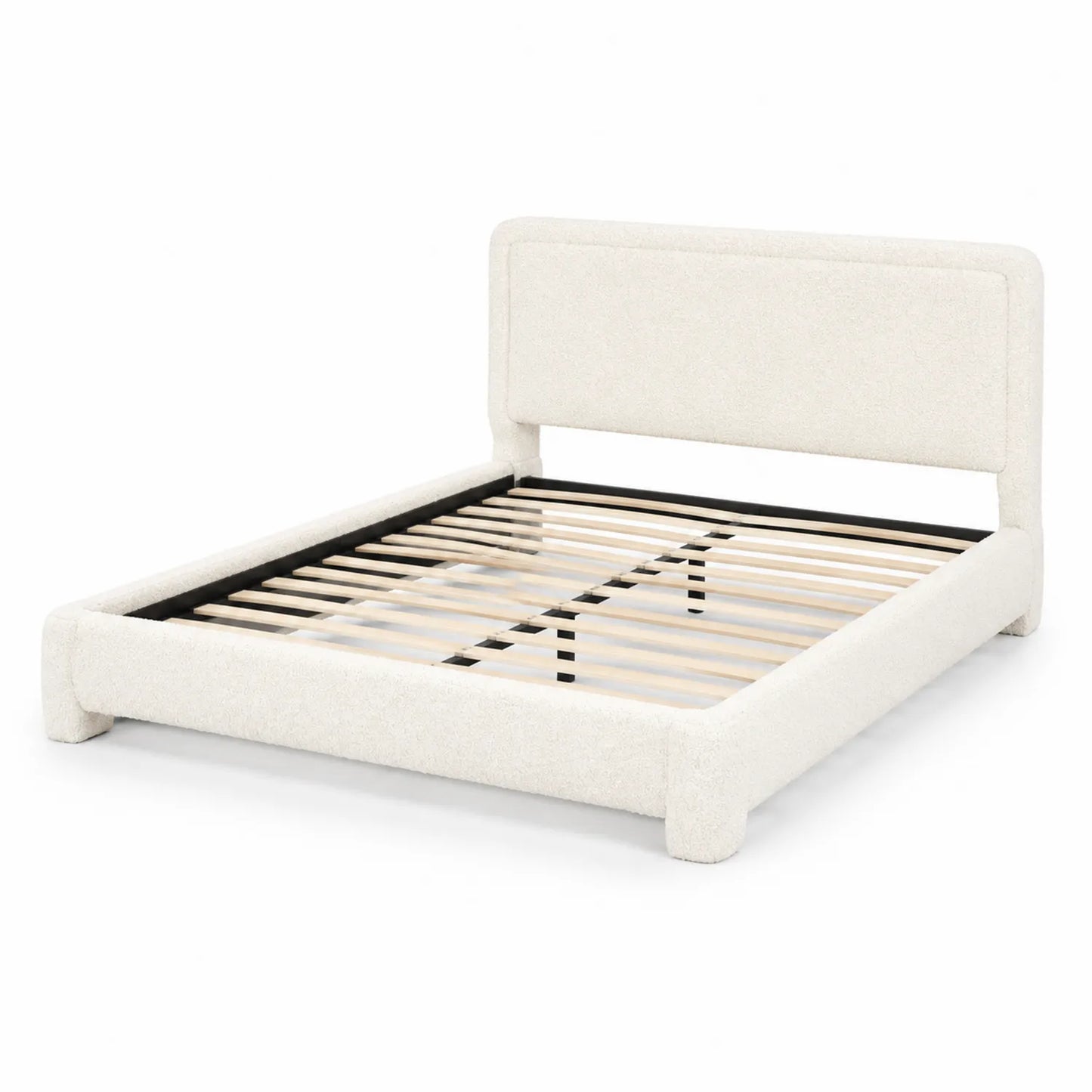 Polsterbett aus Massivholz mit Kopfteil 200x180 cm Beige