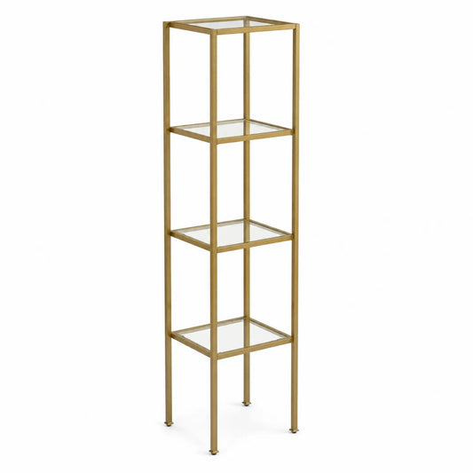 Metallregal mit Glas 4 Ebenen Gold 140 cm